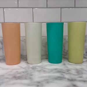 4 Vintage Tupperware Tumbler Cups Drinking Glasses Pastel Plastic